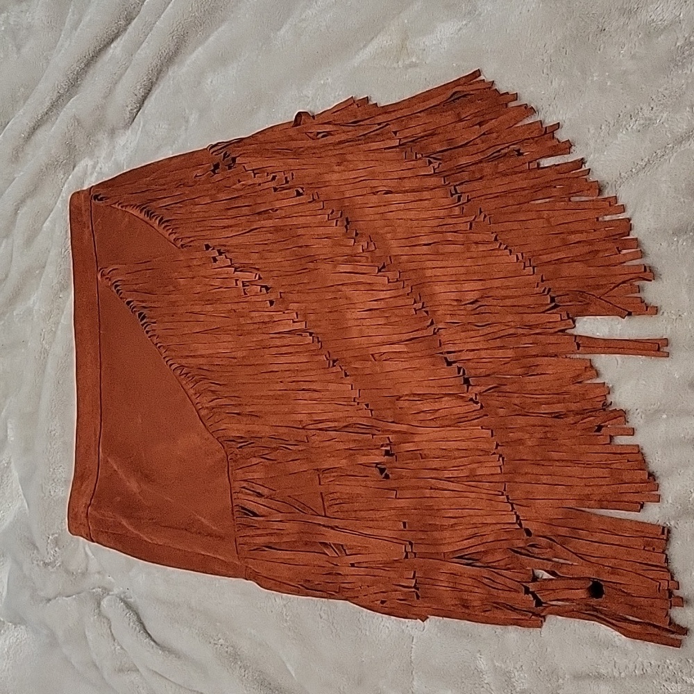 Idyllwind Rust Asymmetrical Ruffled Mini Skirt - Picture 2 of 6